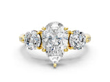 Yellow gold Three-Stone Pear Diamond Channel Set Engagement Ring with Prong Setting_23