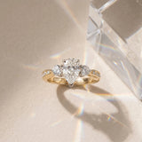 Yellow gold Three-Stone Pear Diamond Channel Set Engagement Ring with Prong Setting_6