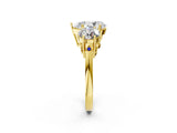 Yellow gold Three-Stone Pear Diamond Engagement Ring with Prong Setting on a Classic Band_13