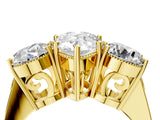 Yellow gold Three-Stone Pear Diamond Engagement Ring with Prong Setting on a Classic Band_15