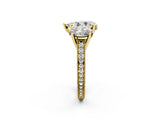 Yellow gold Three-Stone Pear Diamond Milgrain Pave Band with Prong Setting 2