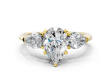 Yellow gold Three-Stone Pear Diamond Ring with Pear Side Stones in Four-Prong Setting_47