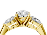 Yellow gold Three-Stone Pear Diamond Ring with Pear Side Stones in Four-Prong Setting_51