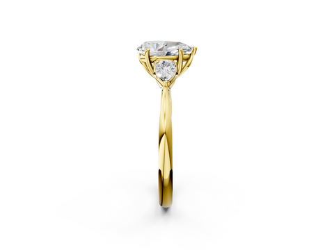 Yellow gold Three-Stone Pear Diamond Solitaire Ring with Pear Side Stones and Four-Prong Setting_72
