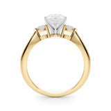 Yellow gold Three-Stone Pear Solitaire Ring with Tapered Band and Six-Prong Setting 2