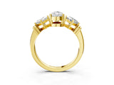 Yellow gold Three-Stone Pear and Princess Cut Diamond Ring with Channel Band and Four-Prong Setting_31