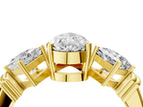 Yellow gold Three-Stone Pear and Princess Cut Diamond Ring with Channel Band and Four-Prong Setting_32