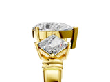Yellow gold Three-Stone Pear and Princess Cut Diamond Ring with Channel Band and Four-Prong Setting_33