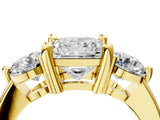 Yellow gold Three-Stone Princess Brilliant Cut Solitaire Ring with Prong Setting on a Classic Band 4