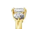 Yellow gold Three-Stone Princess Brilliant Cut Solitaire Ring with Prong Setting on a Classic Band 5