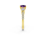 Yellow gold Three-Stone Princess Cut Amethyst Pavé Band with Four-Prong Setting_2