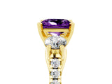 Yellow gold Three-Stone Princess Cut Amethyst Pavé Band with Four-Prong Setting_5