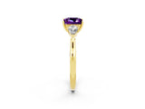 Yellow gold Three-Stone Princess Cut Amethyst Ring with Pear  Side Stones in Four-Prong Setting_14