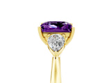 Yellow gold Three-Stone Princess Cut Amethyst Ring with Pear  Side Stones in Four-Prong Setting_17