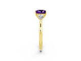 Yellow gold Three-Stone Princess Cut Amethyst Ring with Pear  Side Stones in Four-Prong Setting_38