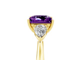 Yellow gold Three-Stone Princess Cut Amethyst Ring with Pear  Side Stones in Four-Prong Setting_41