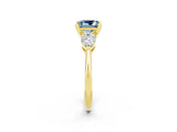 Yellow gold Three-Stone Princess Cut Aquamarine Ring with Pear Side Stones and Four-Prong Setting_2
