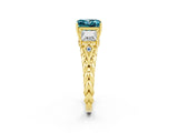 Yellow gold Three-Stone Princess Cut Blue Topaz Braided Band Ring with Four-Prong Setting_14
