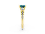Yellow gold Three-Stone Princess Cut Blue Topaz Pavé Band with Four-Prong Setting_2