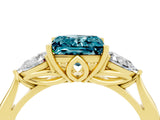 Yellow gold Three-Stone Princess Cut Blue Topaz Ring with Pear  Side Stones in Four-Prong Setting_16