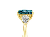 Yellow gold Three-Stone Princess Cut Blue Topaz Ring with Pear  Side Stones in Four-Prong Setting_17