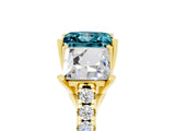Yellow gold Three-Stone Princess Cut Blue Topaz Ring with Round  Pavé Band and Prong Setting_17