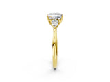 Yellow gold Three-Stone Princess Cut Brilliant Diamond Solitaire Ring with Tapered Band and Four-Prong Setting_14
