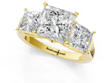 Yellow gold Three-Stone Princess Cut Brilliant Diamond Trellis Ring with Comfort Fit Band_8
