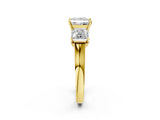 Yellow gold Three-Stone Princess Cut Brilliant Diamond Trellis Ring with Comfort Fit Band_9