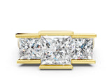 Yellow gold Three Stone Princess Cut Channel Set Diamond Ring_6