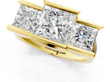 Yellow gold Three Stone Princess Cut Channel Set Diamond Ring_7