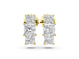 Yellow gold Three-Stone Princess Cut Channel Set Earrings with Bar Prong Setting_13