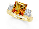 Yellow gold Three-Stone Princess Cut Citrine Braided Band Ring with Four-Prong Setting_13