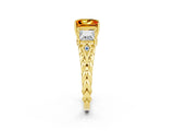 Yellow gold Three-Stone Princess Cut Citrine Braided Band Ring with Four-Prong Setting_14