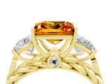 Yellow gold Three-Stone Princess Cut Citrine Braided Band Ring with Four-Prong Setting_16