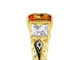 Yellow gold Three-Stone Princess Cut Citrine Braided Band Ring with Four-Prong Setting_17