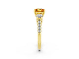 Yellow gold Three-Stone Princess Cut Citrine Pavé Band with Four-Prong Setting_2
