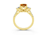 Yellow gold Three-Stone Princess Cut Citrine Pavé Band with Four-Prong Setting_3