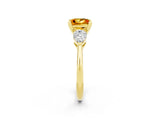 Yellow gold Three-Stone Princess Cut Citrine Ring with Pear Side Stones and Four-Prong Setting_2