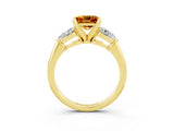 Yellow gold Three-Stone Princess Cut Citrine Ring with Pear Side Stones and Four-Prong Setting_3