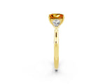 Yellow gold Three-Stone Princess Cut Citrine Ring with Pear  Side Stones in Four-Prong Setting_14
