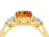 Yellow gold Three-Stone Princess Cut Citrine Ring with Pear  Side Stones in Four-Prong Setting_16