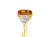 Yellow gold Three-Stone Princess Cut Citrine Ring with Pear  Side Stones in Four-Prong Setting_17