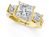 Yellow gold Three-Stone Princess Cut Cut Classic Band Prong Setting Ring_4