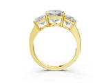 Yellow gold Three-Stone Princess Cut Cut Diamond Engagement Ring with Flat Band and Four-Prong Setting_11