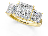 Yellow gold Three-Stone Princess Cut Cut Diamond Engagement Ring with Flat Band and Four-Prong Setting_21