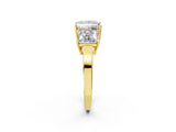 Yellow gold Three-Stone Princess Cut Cut Diamond Engagement Ring with Flat Band and Four-Prong Setting_22
