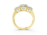 Yellow gold Three-Stone Princess Cut Cut Diamond Engagement Ring with Flat Band and Four-Prong Setting_23