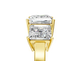 Yellow gold Three-Stone Princess Cut Cut Diamond Engagement Ring with Flat Band and Four-Prong Setting_25
