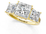 Yellow gold Three-Stone Princess Cut Cut Diamond Engagement Ring with Flat Band and Four-Prong Setting_9